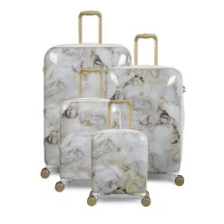 IT Luggage Sheen - 4pc Set (Gold Greyscale Marble)