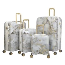 IT Luggage Sheen - 4pc Set (Gold Greyscale Marble) -Travel Storage Shop 32980 UK16 2269B08GoldgreyscalemarbleSSFrontpanelset2
