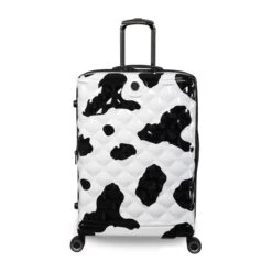 IT Luggage Indulging - 4pc Set (Moo Cow Print) -Travel Storage Shop 33198 UK16 3039A08Moocowblack whiterepeatprintSSFrontpaneldirectly25in