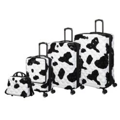 IT Luggage Indulging II - 4pc Set (Moo Cow Print) -Travel Storage Shop 33198 UK16 3039A08Moocowblack whiterepeatprintSSFrontpanelset3 8b9631ca b237 4fcf 9be4 c80037e20c87