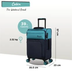 IT Luggage Duo-Tone - Cabin (Capri Breeze / Dress Blues) -Travel Storage Shop Duo Tone Cabin Capri dims weights