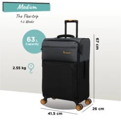 Duo-Tone - Medium (Pewter & Black) -Travel Storage Shop Duo Tone Med Black dims weights