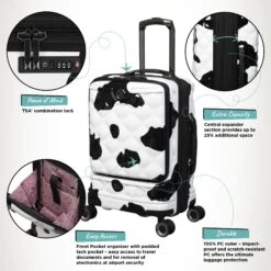 IT Luggage Indulging II - Cabin With Pocket (Moo Cow Print) -Travel Storage Shop Indulging Moo Cabin Pocket Infographic