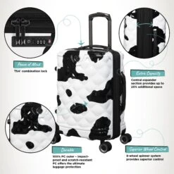 IT Luggage Indulging - Cabin (Moo Cow Print) -Travel Storage Shop Indulging Moo Cabin Infographic