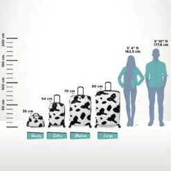 IT Luggage Indulging - Cabin (Moo Cow Print) -Travel Storage Shop Indulging Moo Relative Size