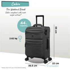 IT Luggage Precursor - Cabin (Charcoal) -Travel Storage Shop Precursor Cabin Charcoal dims weights