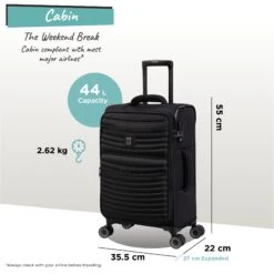 IT Luggage Precursor - Cabin (Black) -Travel Storage Shop Precursor Cabin black dims weights