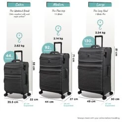 IT Luggage Precursor - Cabin (Charcoal) -Travel Storage Shop Precursor set Charcoal dims weights