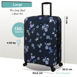 IT Luggage Sheen - 2pc Set (Pansies Floral Blue Depths) -Travel Storage Shop Sheen Pansies Large dims weights