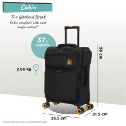 Simultaneous - Cabin (Black) -Travel Storage Shop Simultaneous Cabin Blk dims weights