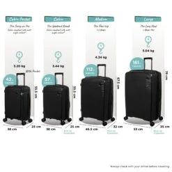 IT Luggage Spontaneous - Large (Black) -Travel Storage Shop Spontaneous Full set blk dims weights