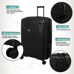 IT Luggage Spontaneous - 3pc Set (Black) -Travel Storage Shop Spontaneous Large Blk Infographic