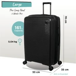 IT Luggage Spontaneous - Large (Black) -Travel Storage Shop Spontaneous Large blk dims weights