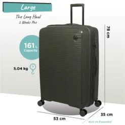 IT Luggage Spontaneous - Large (Olive Night) 21 IT Luggage Spontaneous - Large (Olive Night) -Travel Storage Shop Spontaneous Large olive dims weights