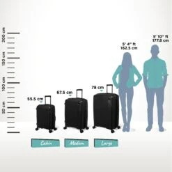 IT Luggage Spontaneous - 3pc Set (Black) -Travel Storage Shop Spontaneous Set Blk Relative Size
