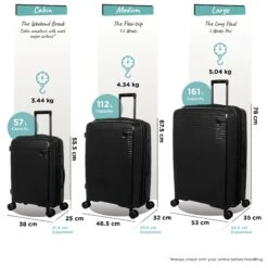 IT Luggage Spontaneous - Cabin (Black) -Travel Storage Shop Spontaneous Set blk dims weights 40013629 2ec6 4853 8376 955779888cdc