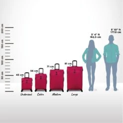 IT Luggage Trinary - 4pc Set (Viva Magenta) -Travel Storage Shop Trinary Relative Size Viva Magenta
