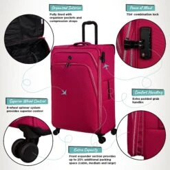 IT Luggage Trinary - 4pc Set (Viva Magenta) -Travel Storage Shop Website Infographic Trinary Large Magenta